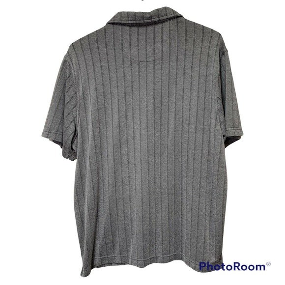 Nat Nast Mens Large Gray Striped Polo Shirt Rayon Polyester Blend Soft - Picture 2 of 12